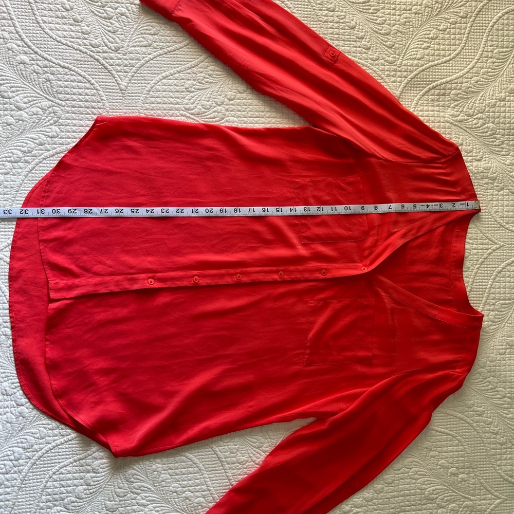 100% silk blouse - Beautiful coral color (not red)